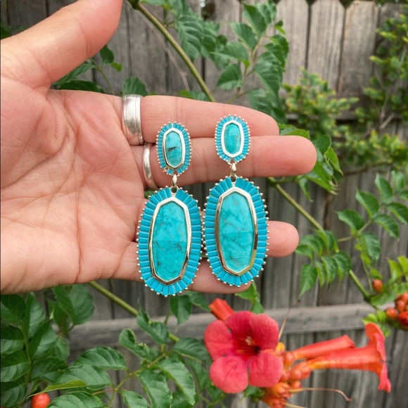 Kendra Scott Luxe Kaki Earrings in Turquoise - Picture 2 of 5